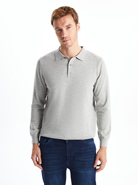 LC WAIKIKI Polo Yaka Uzun Kollu Erkek Triko Kazak - W4KL02Z8-SDL