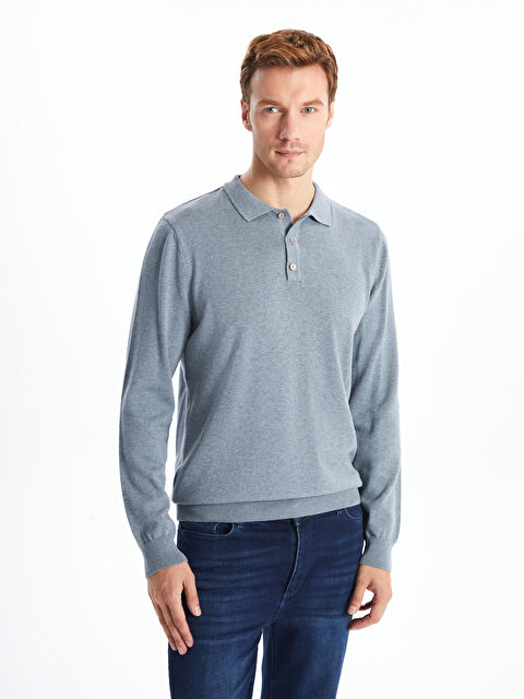 LC WAIKIKI Polo Yaka Uzun Kollu Erkek Triko Kazak - W4KL02Z8-VV2