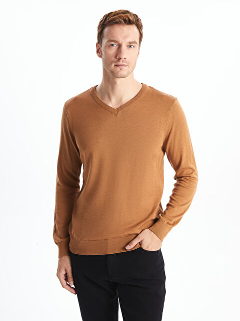 LC WAIKIKI V Yaka Uzun Kollu Erkek Triko Kazak - W4KL03Z8-JAZ