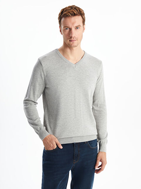 LC WAIKIKI V Yaka Uzun Kollu Erkek Triko Kazak - W4KL03Z8-D5C