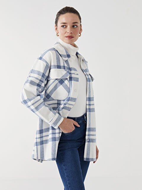 LCW Modest Ekose Oversize Kadın Gömlek Tunik - W4KL76Z8-LLB