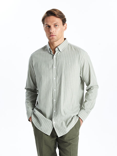 SOUTHBLUE Regular Fit Uzun Kollu Çizgili Poplin Erkek Gömlek - W4KM15Z8-LGE
