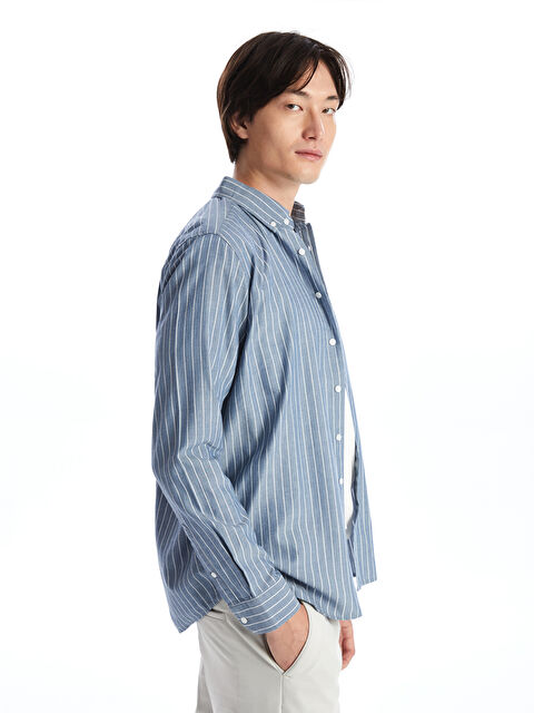 SOUTHBLUE Regular Fit Uzun Kollu Çizgili Poplin Erkek Gömlek - W4KM15Z8-LGS