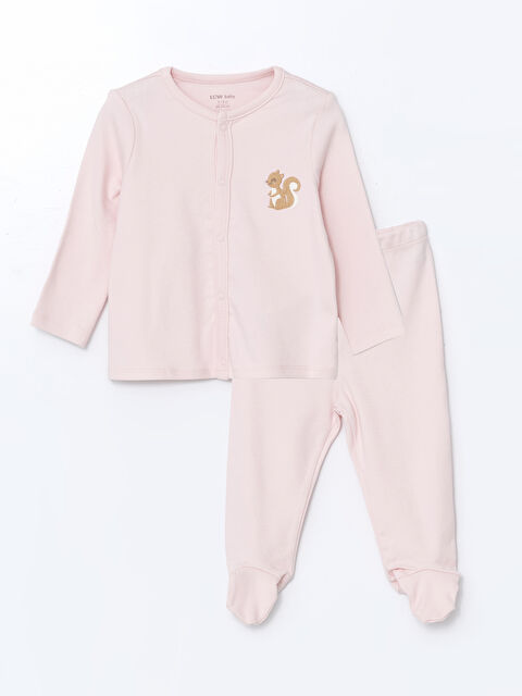 LCW baby Nakışlı Kız Bebek Hırka ve Pantolon 2'li - W4KM21Z1-FZZ