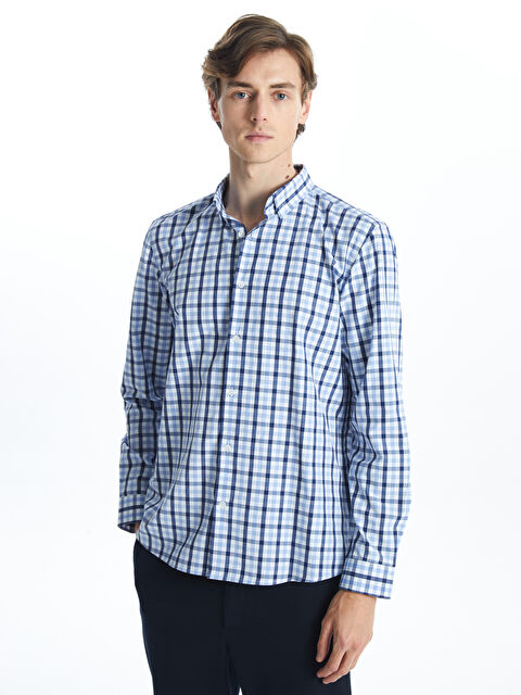 LCW Vision Standard Fit Long Sleeve Plaid Pattern Men's Shirt - W4KN31Z8-LLC