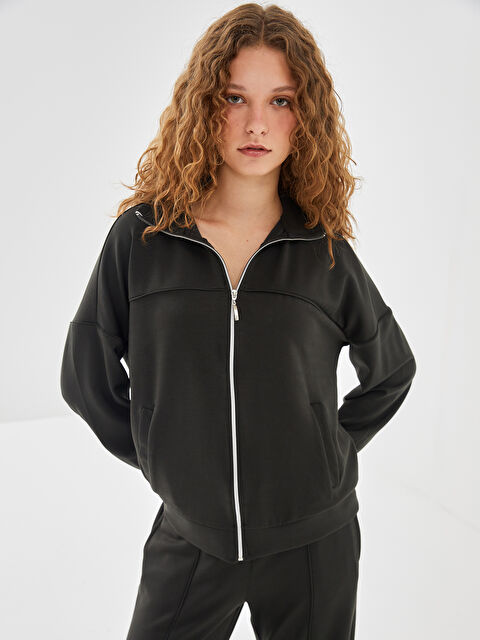 BLAİS Dik Yaka Kadın Fermuarlı Sweatshirt - W4KN43Z8-ASD