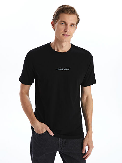 LCWAIKIKI Classic Bisiklet Yaka Kısa Kollu Baskılı Penye Erkek Tişört - W4KO14Z8-CVL