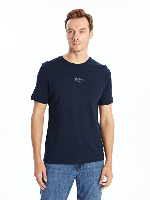 LCWAIKIKI Classic Bisiklet Yaka Kısa Kollu Baskılı Penye Erkek Tişört - W4KO15Z8-DWP