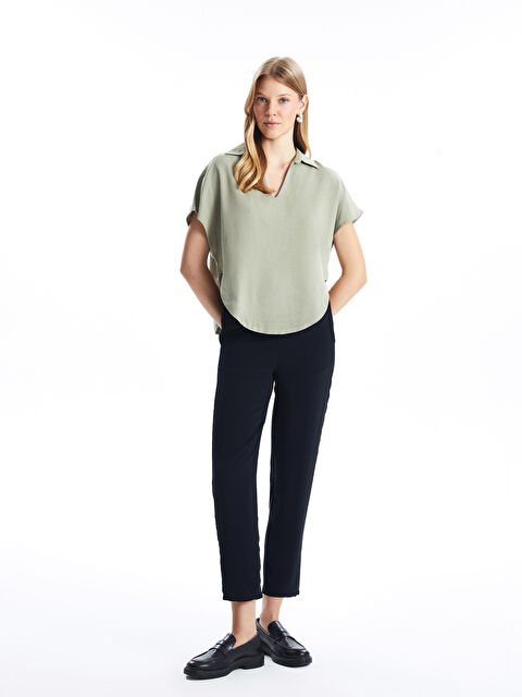 Natuvera Beli Lastikli Düz Krep Kadın Pantolon - W4KO66Z8-HEG