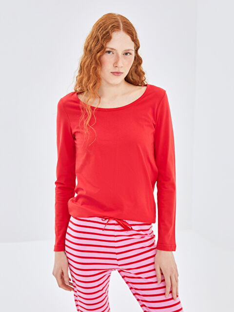 LC WAIKIKI Bisiklet Yaka Çizgili Kadın Pijama Takımı - W4KO80Z8-SWY