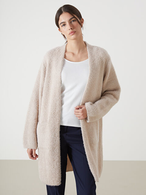 LCWAIKIKI Basic Şal Yaka Kadın Pelüş Triko Hırka - W4KO91Z8-DMQ