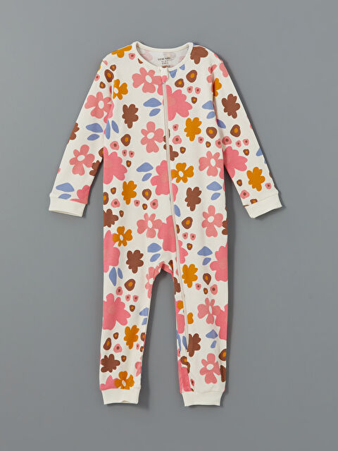 LCW Kids Bisiklet Yaka Çiçekli Kız Bebek Tulum - W4KP22Z1-LRB