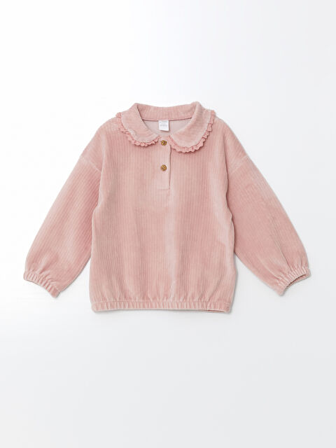 LCW Kids Bebe Yaka Kadife Kız Çocuk Sweatshirt - W4KP79Z1-FHP