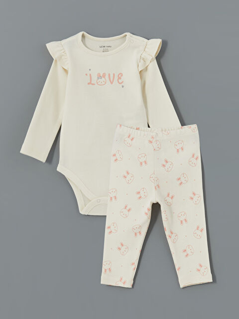 LCW baby Bisiklet Yaka Kız Bebek Hastane Çıkış Seti - W4KQ27Z1-LRA