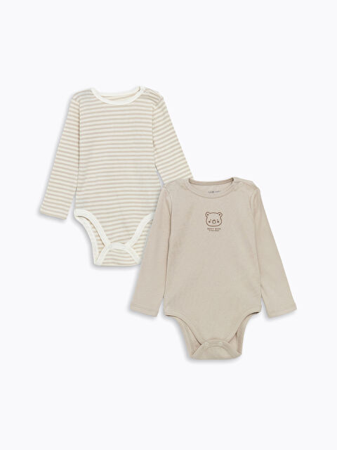 LCW baby Baskılı Erkek Bebek Çıtçıtlı Bodysuit 2'li - W4KR28Z1-G1Y