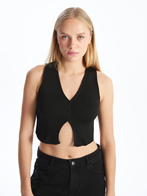 XSIDE V Yaka Kadın Triko Yelek - W4KS07Z8-CVL