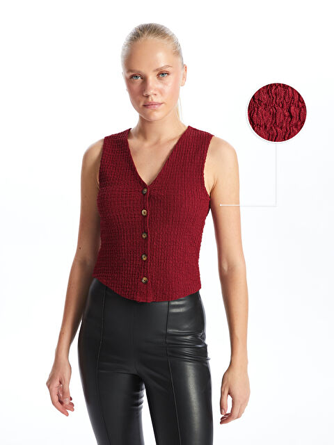 XSIDE V Yaka Dokulu Kadın Yelek - W4KS19Z8-DNF