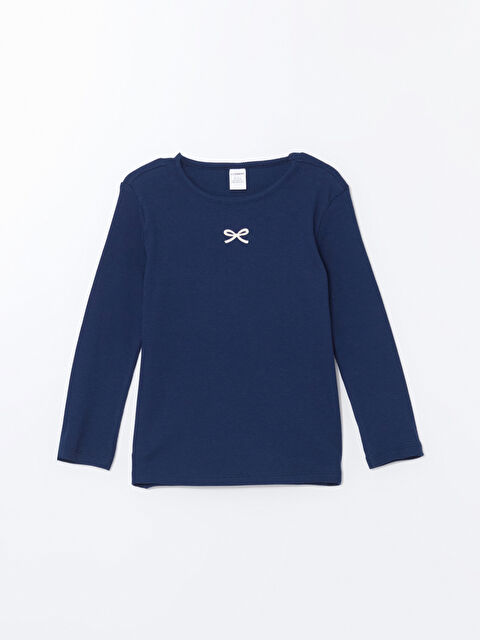 LCW Kids Bisiklet Yaka Uzun Kollu Kız Çocuk Tişört - W4KS89Z1-R3X