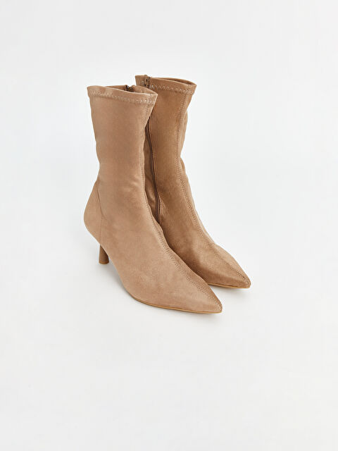 KOOR Süet Görünümlü Sivri Burun Kadın Bilek Boy Topuklu Çizme - W4KS95Z8-DFV