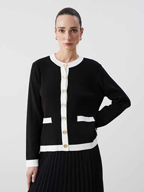 LCWAIKIKI Classic Bisiklet Yaka Kadın Hırka - W4KT36Z8-CVL