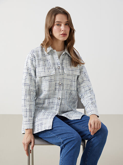 LCW Modest Ekose Tüvit Kadın Gömlek Ceket - W4KT52Z8-CU2