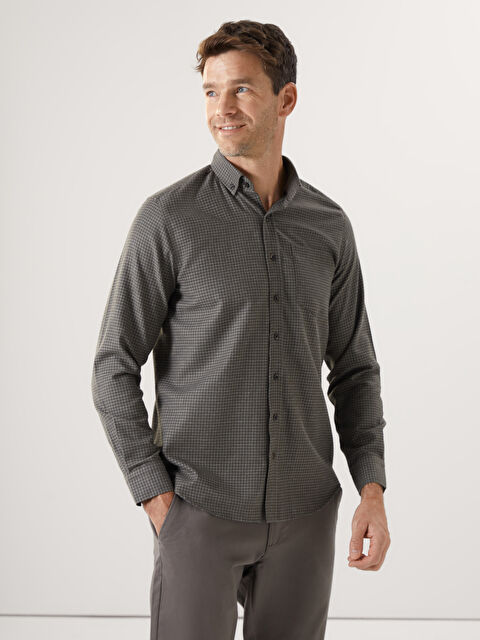 LCWAIKIKI Classic Regular Fit Uzun Kollu Ekose Gabardin Erkek Gömlek - W4KT96Z8-LMU