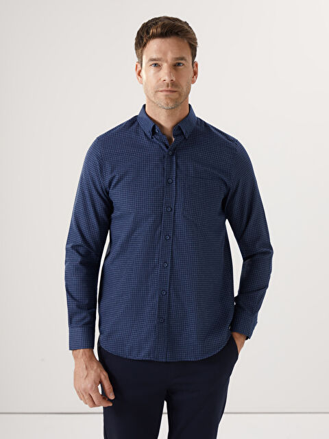 LCWAIKIKI Classic Regular Fit Uzun Kollu Ekose Gabardin Erkek Gömlek - W4KT96Z8-LN6