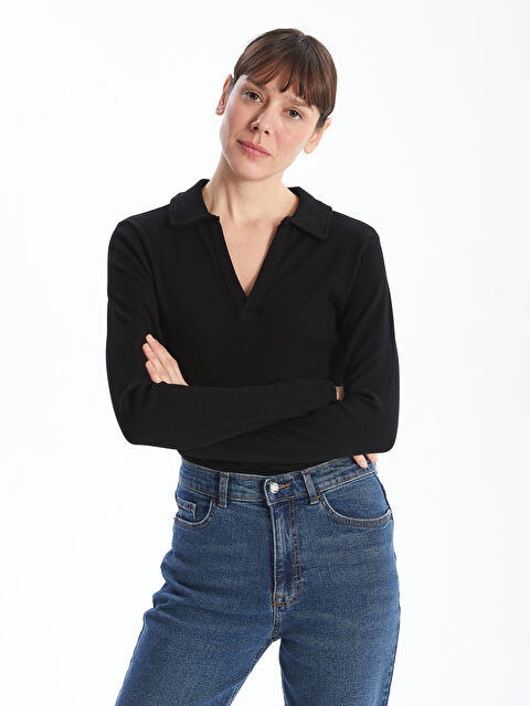 LC WAIKIKI Polo Yaka Dokulu Kadın Tişört - W4KU62Z8-CVL