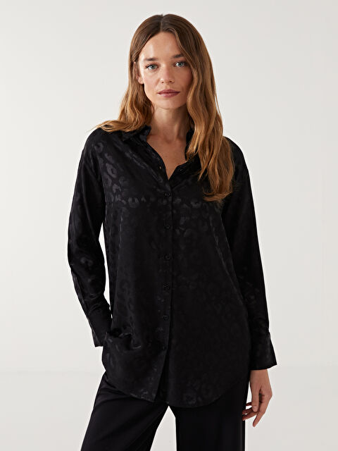 LCW Modest Desenli Saten Kadın Gömlek Tunik - W4KU74Z8-CVL