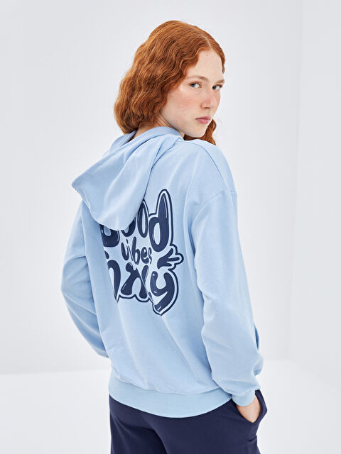 LC WAIKIKI Baskılı Oversize Kadın Kalın Hoodie - W4KV80Z8-G0M