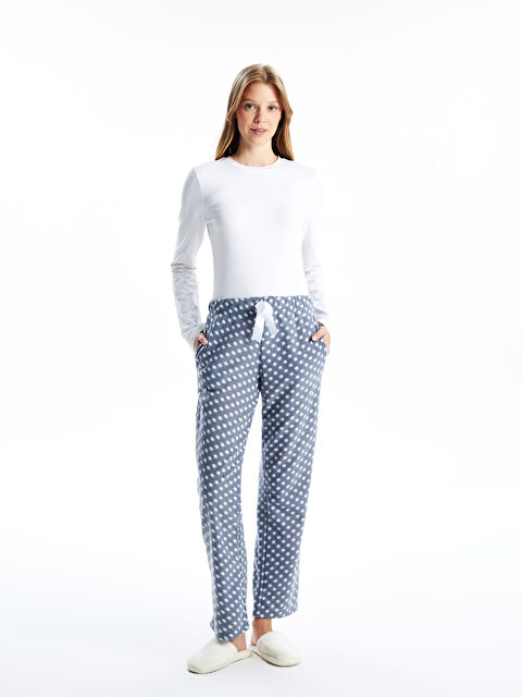 LC WAIKIKI Beli Lastikli Puantiyeli Kadın Polar Pijama Altı - W4KV96Z8-CUZ