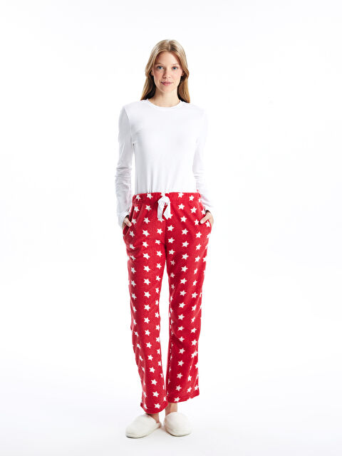 LC WAIKIKI Beli Lastikli Baskılı Kadın Polar Pijama Altı - W4KV97Z8-SWY