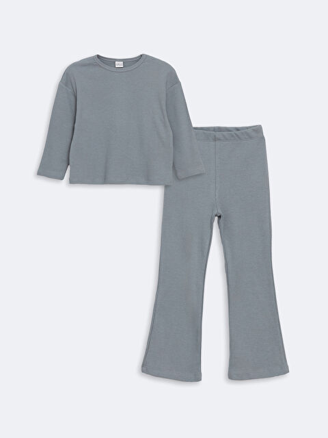 LCW ECO Bisiklet Yaka Kız Çocuk Tişört ve Tayt - W4KY11Z4-FKN