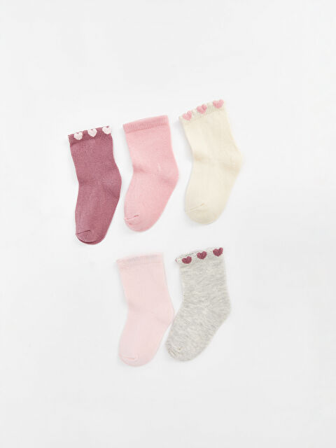 LCW baby Basic Kız Bebek Soket Çorap 5'li - W4KY64Z1-V2Z