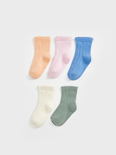 LCW baby Basic Kız Bebek Soket Çorap 5'li - W4KY70Z1-FRT