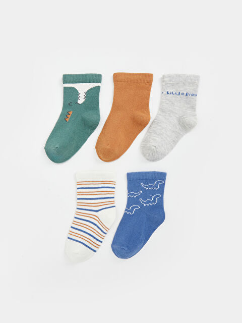 LCW baby Baskılı Erkek Bebek Soket Çorap 5'li - W4KY92Z1-FFM