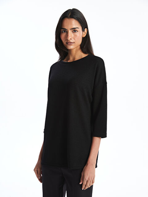 LCWAIKIKI Basic Bisiklet Yaka Oversize Kadın Tişört - W4L056Z8-CVL