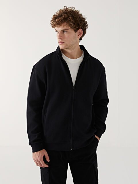 XSIDE Dik Yaka Uzun Kollu Erkek Kalın Fermuarlı Sweatshirt - W4L064Z8-CVL
