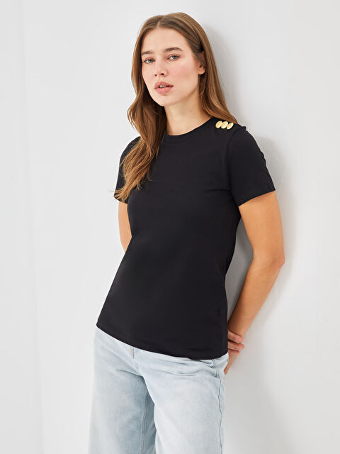 LCW Modest Bisiklet Yaka Kadın Tişört - W4L109Z8-CVL