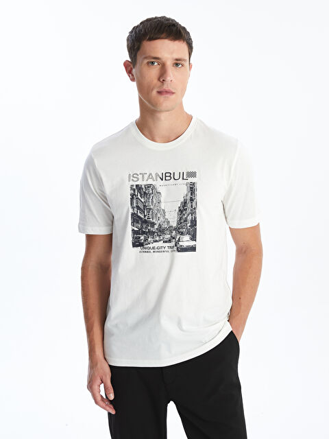 LCWAIKIKI Classic Bisiklet Yaka Kısa Kollu Baskılı Penye Erkek Tişört - W4L152Z8-R9J