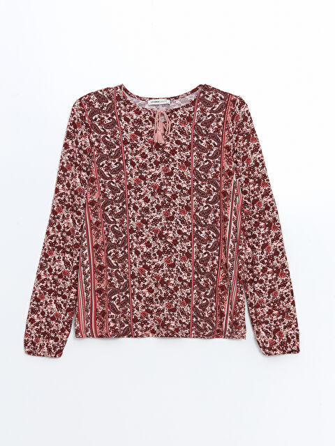 LCW Grace Bağlamalı Yaka Desenli Kadın Bluz - W4L165Z8-LSZ