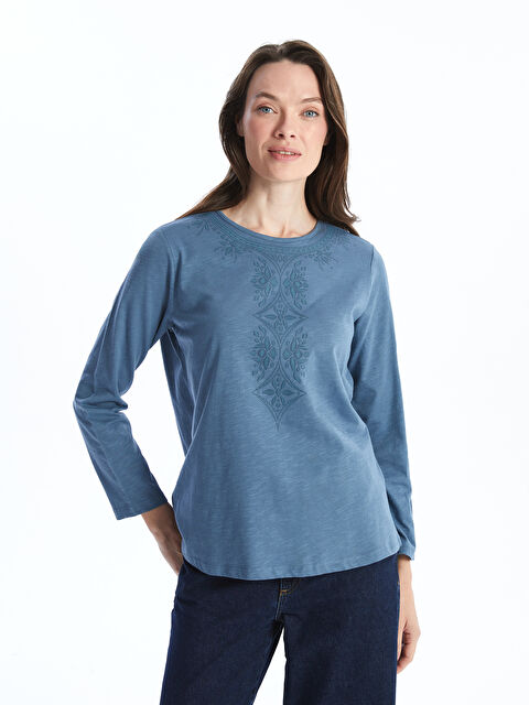 LCW Grace Bisiklet Yaka Nakışlı Kadın Bluz - W4L176Z8-R2E