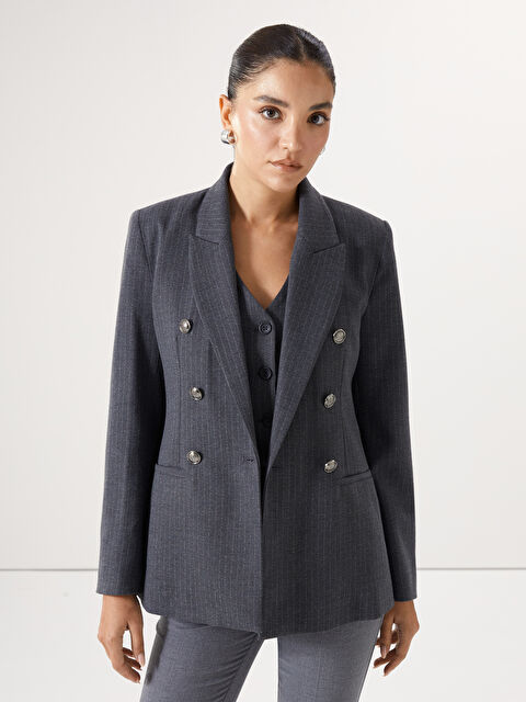 LCW Vision Çizgili Kadın Blazer Ceket - W4L178Z8-LE0