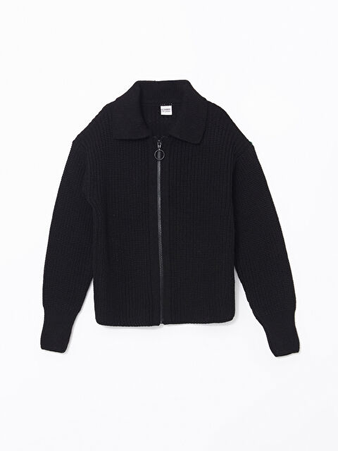 LCW Kids Polo Yaka Kız Çocuk Triko Hırka - W4L201Z4-CVL