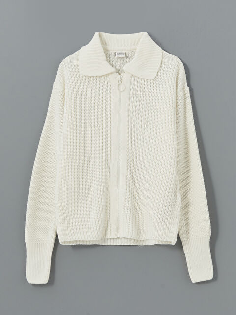 LCW Kids Polo Yaka Kız Çocuk Triko Hırka - W4L201Z4-R9J