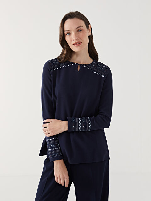 LCW Grace Bisiklet Yaka Desenli Kadın Bluz - W4L216Z8-E1J