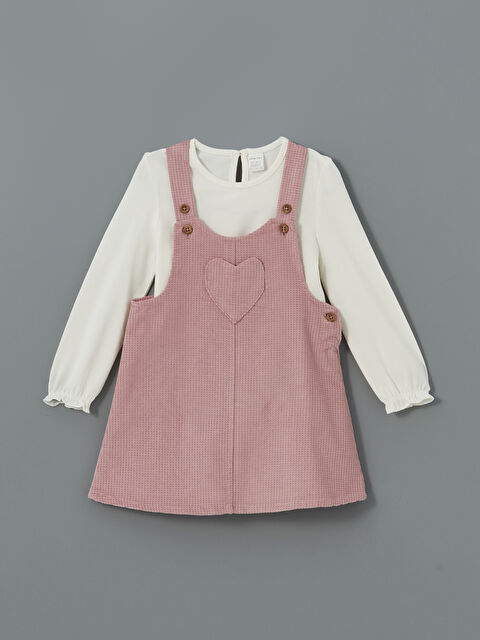 LCW baby Kare Yaka Kız Bebek Salopet ve Bluz 2'li - W4L247Z1-FHP