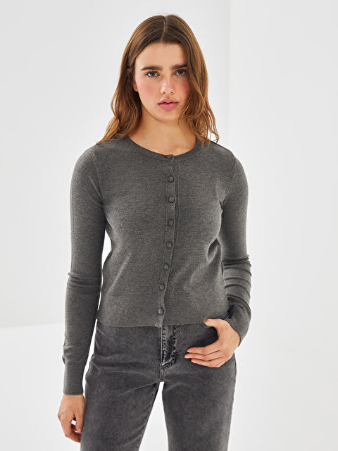 LCW Vision Bisiklet Yaka Kadın Triko Hırka - W4L259Z8-D5P