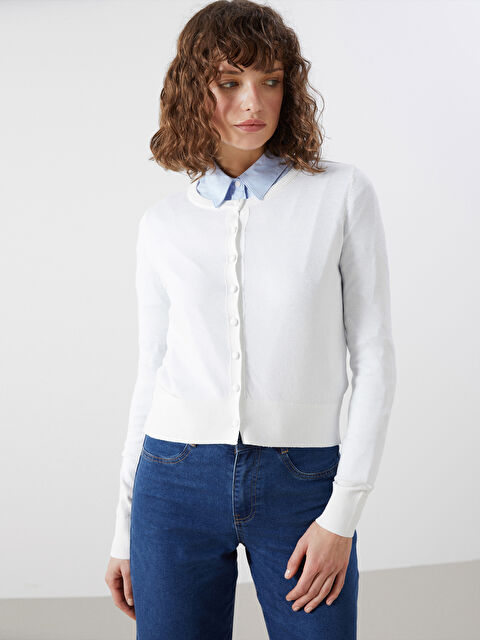 LCW Vision Bisiklet Yaka Kadın Triko Hırka - W4L259Z8-FDU