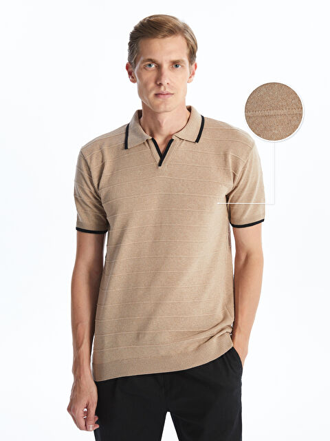 LCW Vision Polo Yaka Kısa Kollu Erkek Triko Kazak - W4L265Z8-G6U